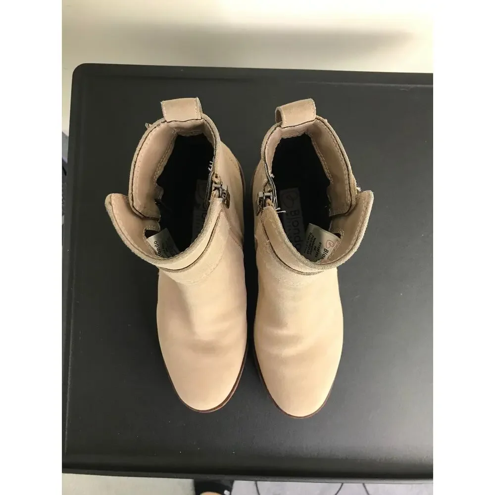 Blondo Booties Womens Size‎ 6M Tan Suede Side Zip Chucky Sole Waterproof